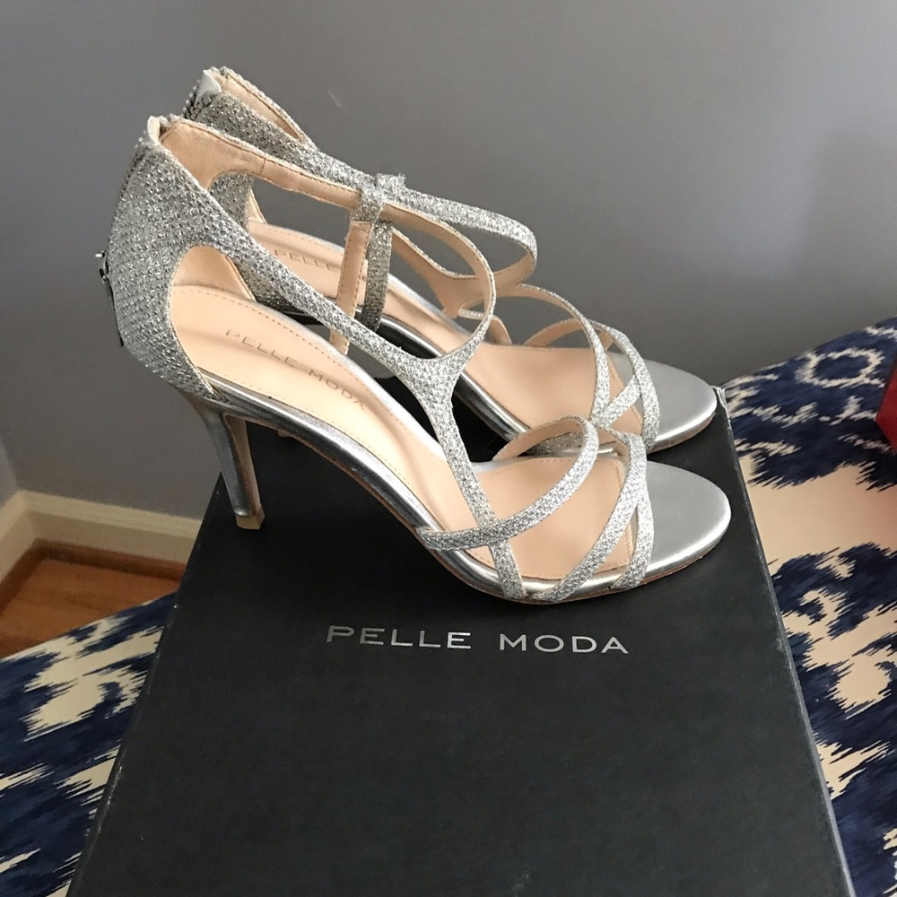 Pelle Moda silver Sparkle Heels